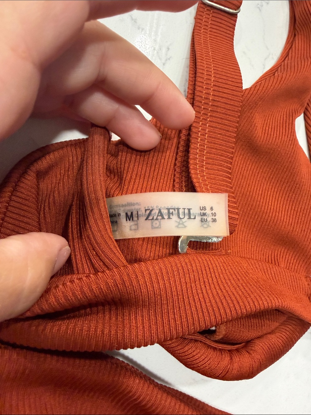 Zaful Rust Ribbed Underwire Bikini Set - Picture 3 of 3